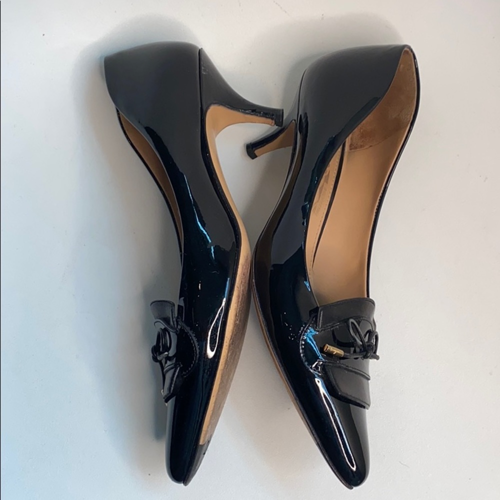 Ferragamo black bow patent kitten heels 8 B - Picture 8 of 16